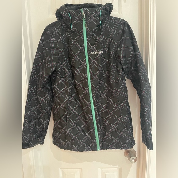 Columbia Jackets & Blazers - Columbia Women's Black Plaid Ski Jacket with Green Zipper